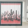 Botanical Floral Print Cactus Shower Curtain for Natural Bathroom Decor