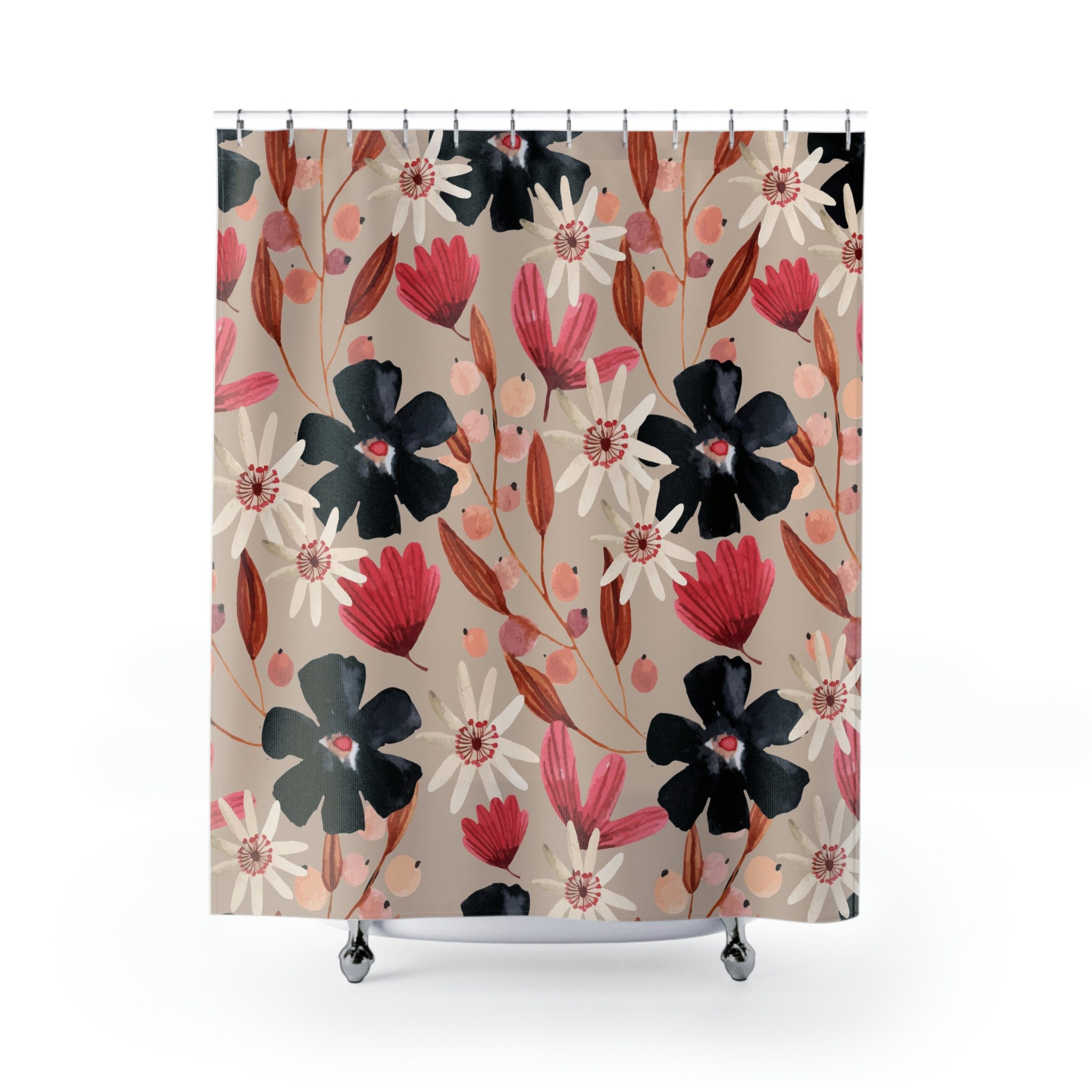 Botanical Floral Print Shower Curtain That Nature Lovers Will Adore