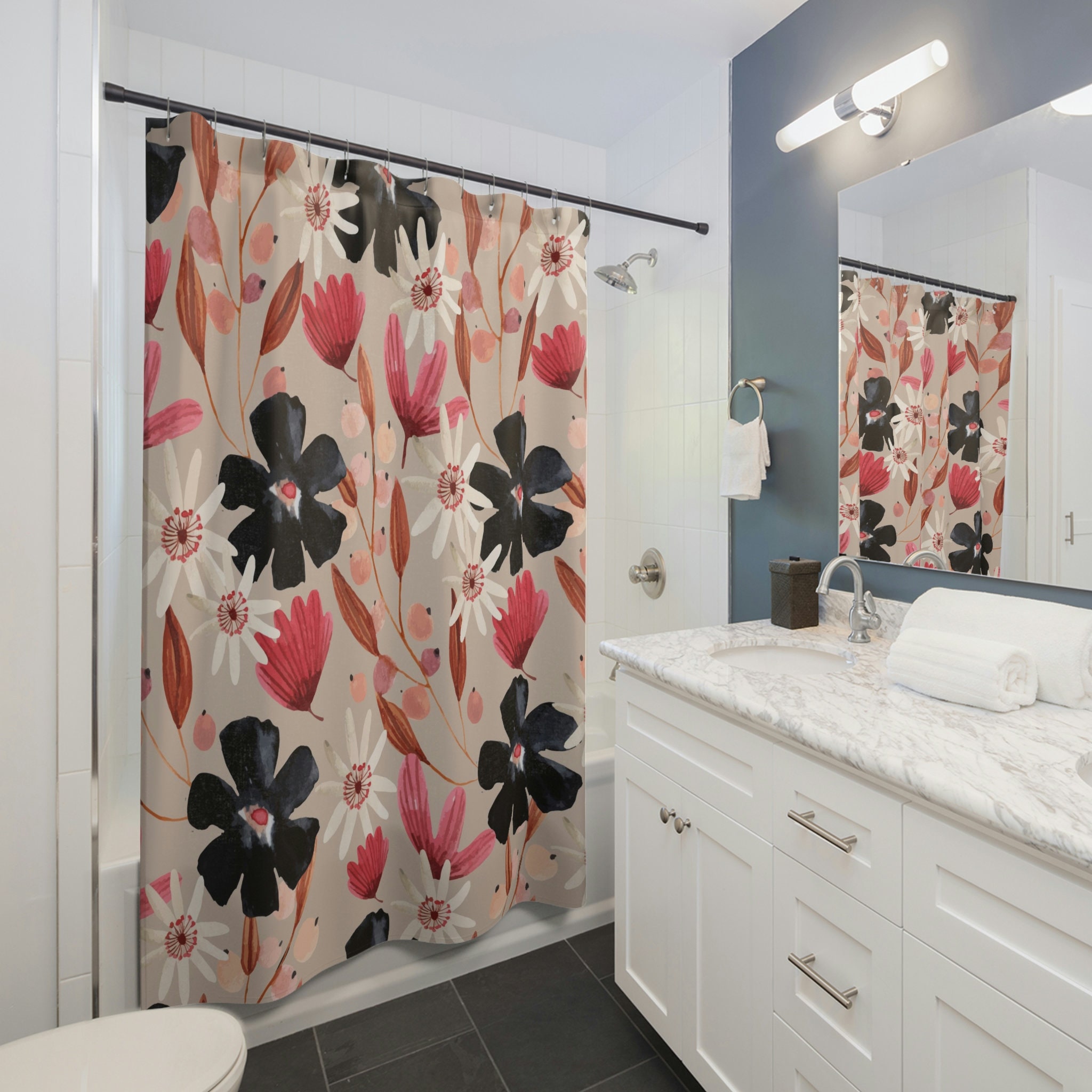 Botanical Floral Print Shower Curtain That Nature Lovers Will Adore