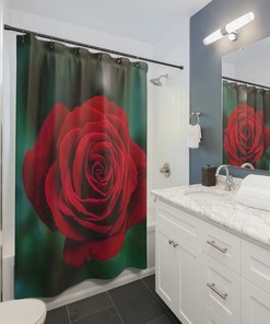 Botanical Floral Red Rose Shower Curtain for a Touch of Elegance