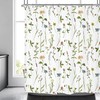 Botanical Floral Shower Curtain With Plant And Herb Print - Ideal For A Relaxing And Soothing Bathroom Look