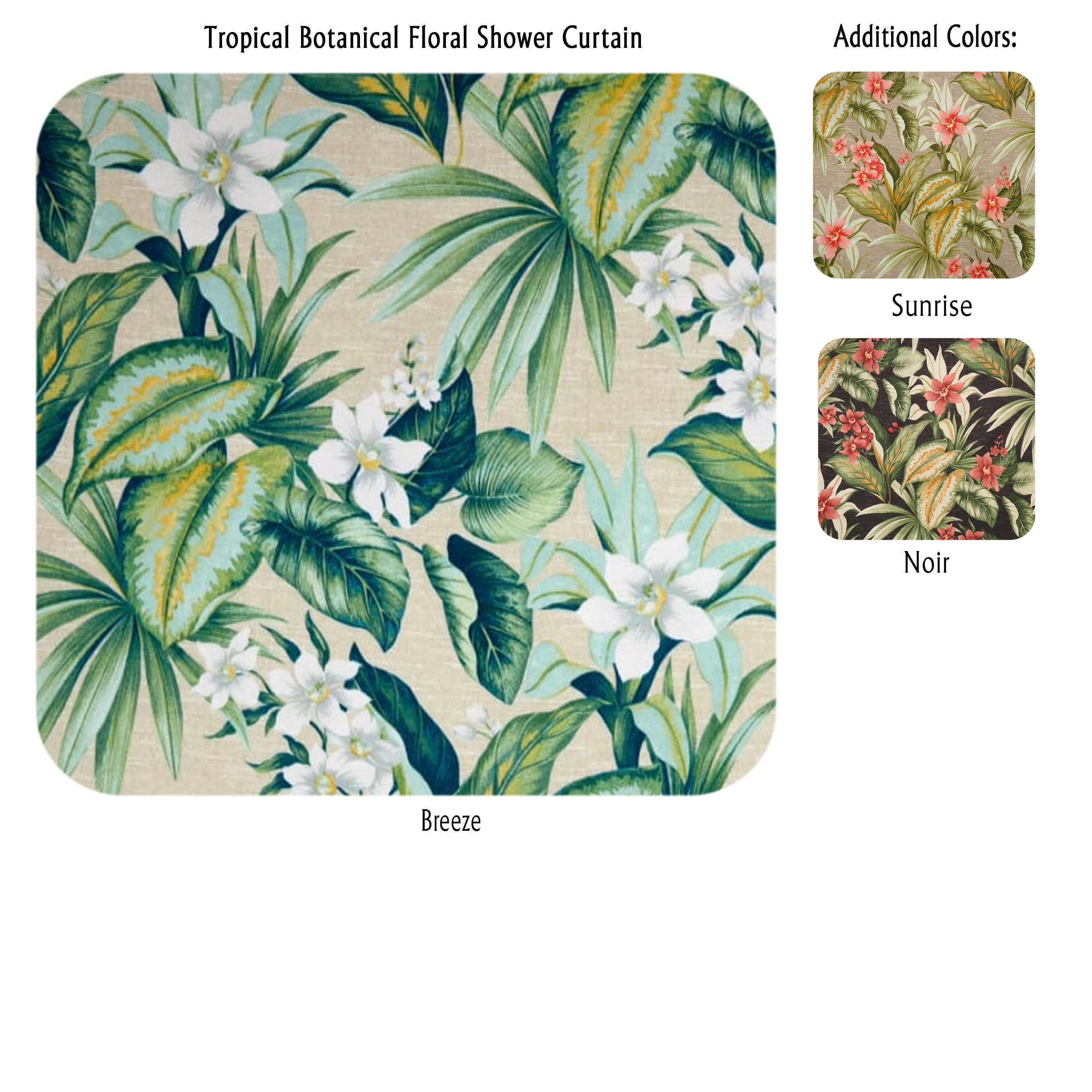Botanical Floral Tropical Shower Curtain