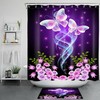 Botanical Flower Butterfly Shower Curtain Fantasy Star Print 