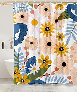 Botanical Flower Floral Shower Curtain, Bathroom Decor by VEGA U