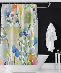 Botanical Flower Garden Print Shower Curtain for a Natural and Relaxing Bathroom Theme