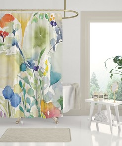 Botanical Flower Garden Print Shower Curtain for a Natural and Relaxing Bathroom Theme