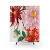 Botanical Flower Japanese Woodblock Shower Curtain with Elegant Dahlia Blossom Design for Chic Bathroom Decor
