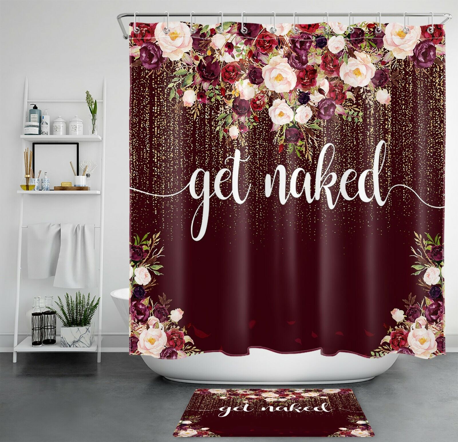 Botanical Flower Shower Curtain With Funny And Unique Prints