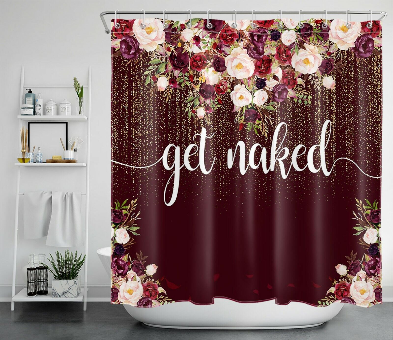 Botanical Flower Shower Curtain With Funny And Unique Prints