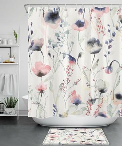 Botanical Flower Shower Curtain for an Artistic and Colorful Bathroom Decor