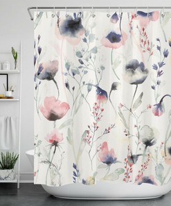 Botanical Flower Shower Curtain for an Artistic and Colorful Bathroom Decor