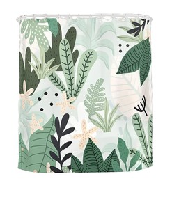 Botanical Green Banana Leaf Shower Curtain for Bathroom