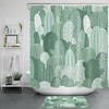 Botanical Green Cactus Cartoon Shower Curtain For Tropical Bathroom
