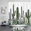 Botanical Green Cactus Shower Curtain with Tropical Nature Design, for Bathroom Decor 