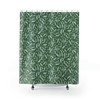 Botanical Green Floral Shower Curtain, Fabric Bathroom Decor With Nature Print