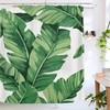Botanical Green Shower Curtain With Banana Leaf Print For Nature-Inspired Bathroom Decor