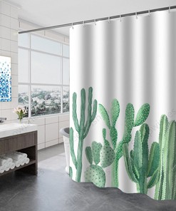 Botanical Greenery Cactus Shower Curtain 