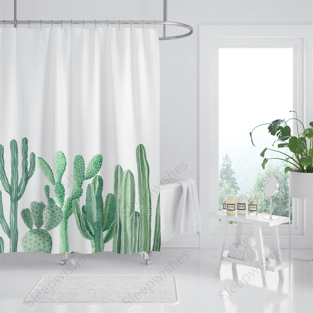 Botanical Greenery Cactus Shower Curtain