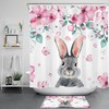 Botanical Leaf Pink Floral Rose Rabbit Decorated Shower Curtain, Add a Touch of Elegance to Your Bathroom