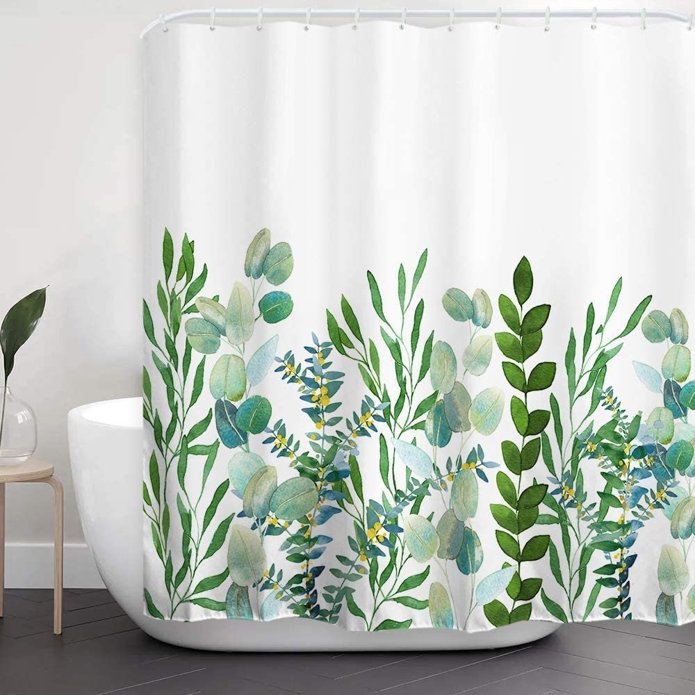 Botanical Leaf Watercolor Floral Shower Curtain: Add A Touch Of Nature To Your Bathroom