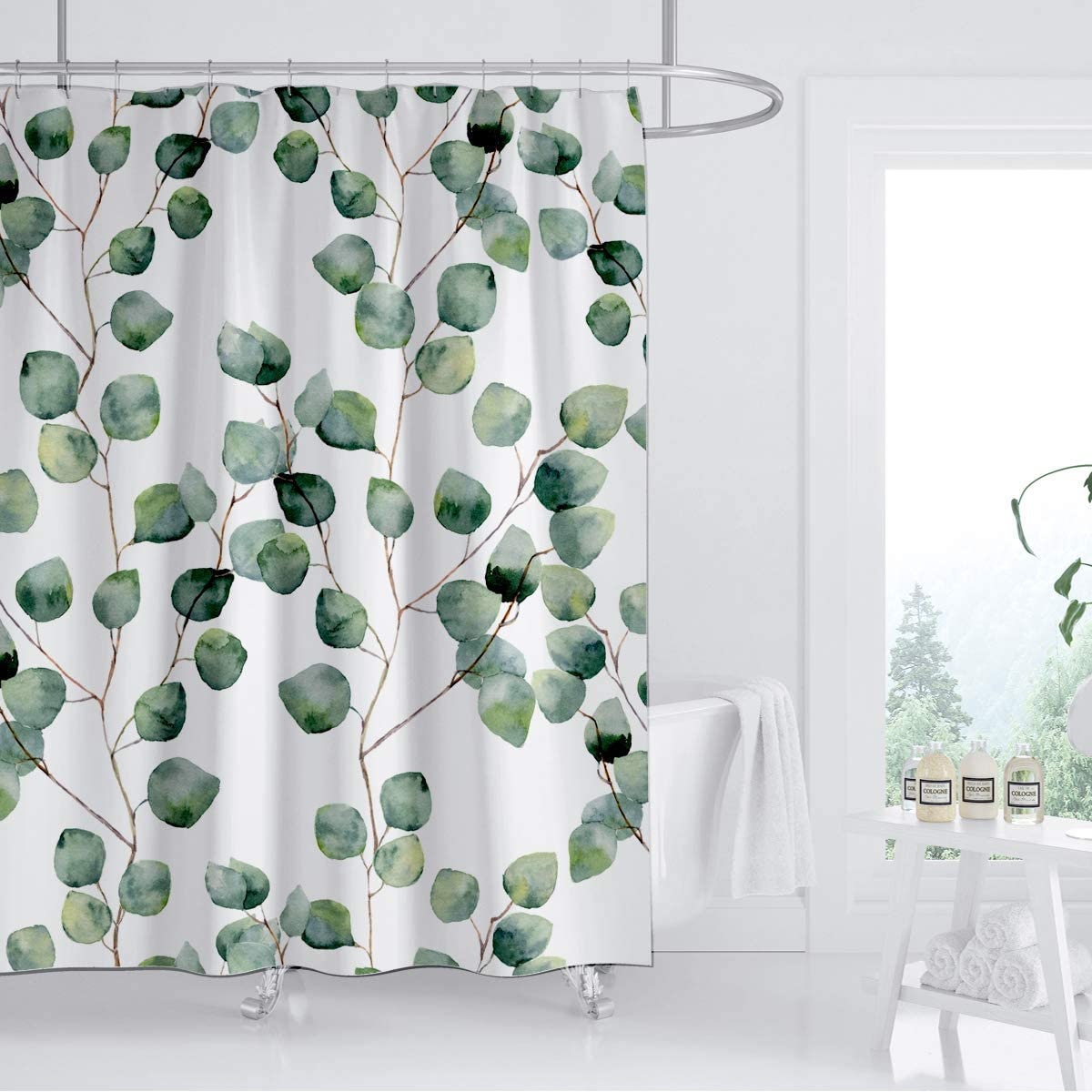 Botanical Leaf Watercolor Floral Shower Curtain: Add A Touch Of Nature To Your Bathroom