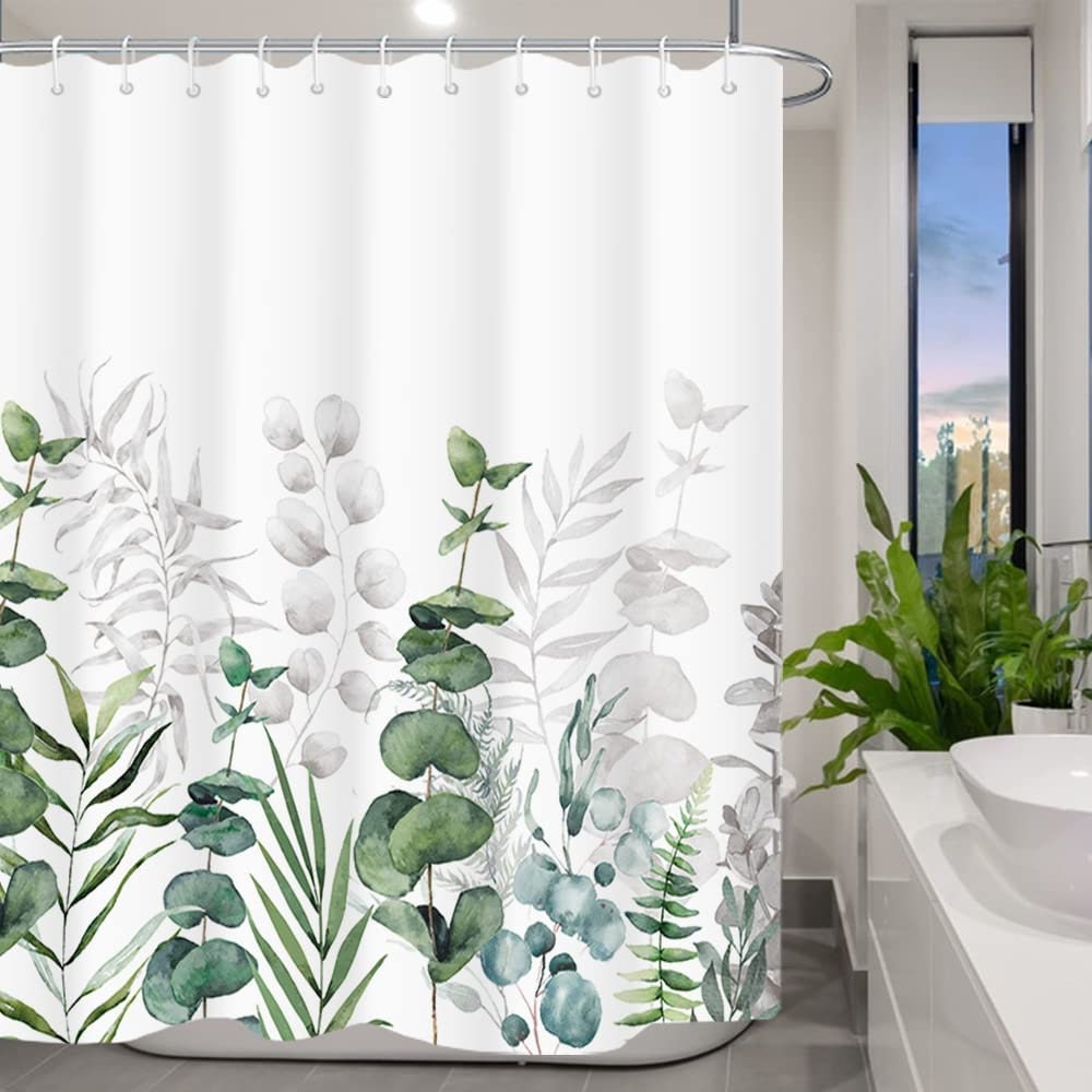 Botanical Leaf Watercolor Floral Shower Curtain: Add A Touch Of Nature To Your Bathroom