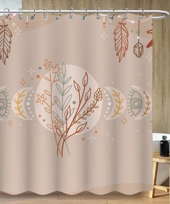 Botanical Leaves Flower Khaki Shower Curtain - Minimalist Bathroom Decor
