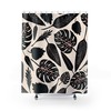 Botanical Monstera Shower Curtain, Pastel Colors, Black Illustration, Tropical Curtain