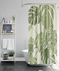 Botanical Monstera Shower Curtain With Green Leaves And Tropical Prints For A Natural Bathroom