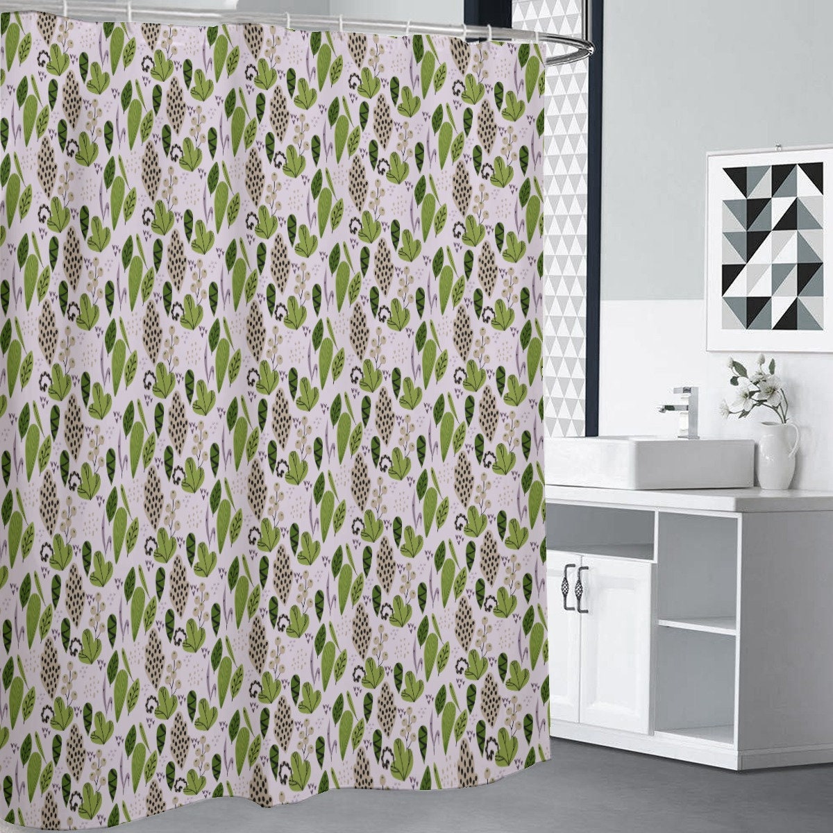 Botanical Nature-Inspired Shower Curtain - Stylish Bathroom Decor In Earthy Tones - Image 3