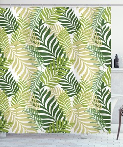 Botanical Palm Leaves Modern Shower Curtain 