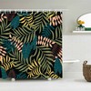 Botanical Palm Leaves Shower Curtain, Blue Lotus Flower Shower Curtain For Tropical Bathroom Decor