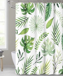 Botanical Pattern Shower Curtain- Waterproof Accessory for Laundry Rooms and Poolside Decor
