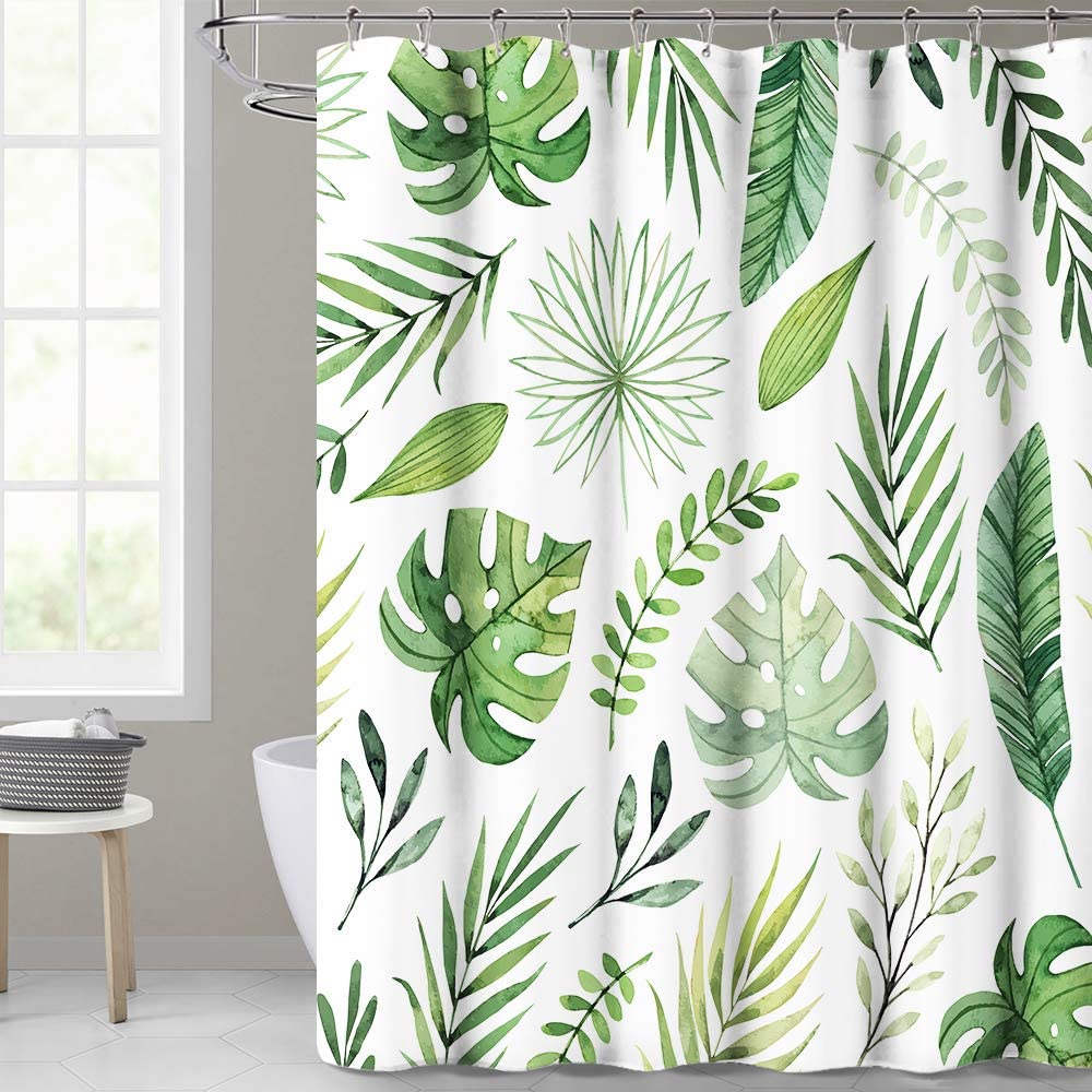 Botanical Pattern Shower Curtain- Waterproof Accessory for Laundry Rooms and Poolside Decor