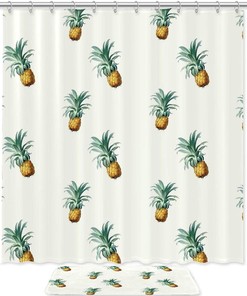 Botanical Pineapple Design Shower Curtain for Bathroom