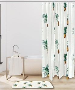 Botanical Pineapple Design Shower Curtain for Bathroom