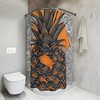 Botanical Pineapple Fruit Shower Curtain With Ai Art Design Print For A Colorful Bathroom