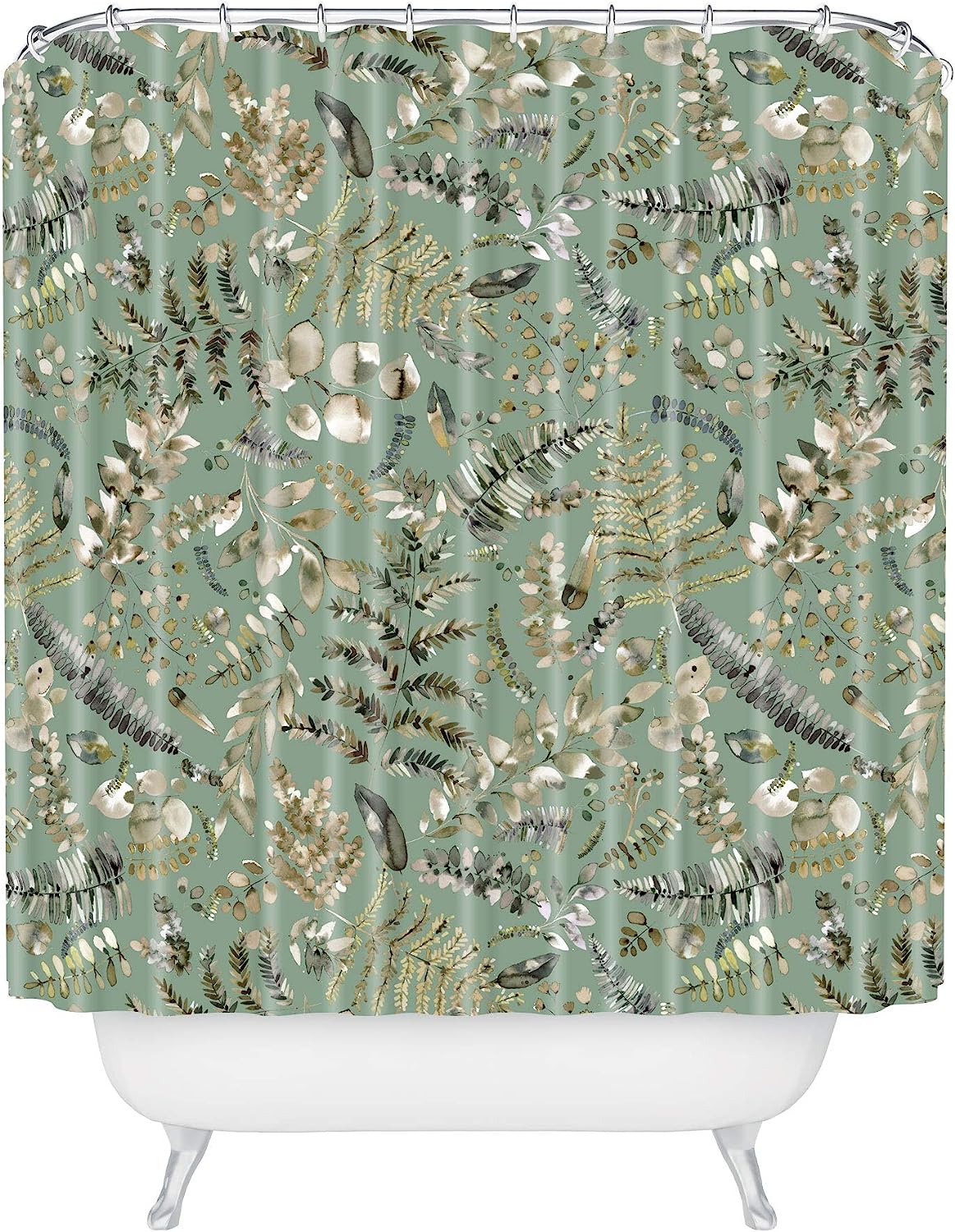 Botanical Plants Bio Green Shower Curtain By Ninola Designs - A Serene And Refreshing Addition To Your Bathroom