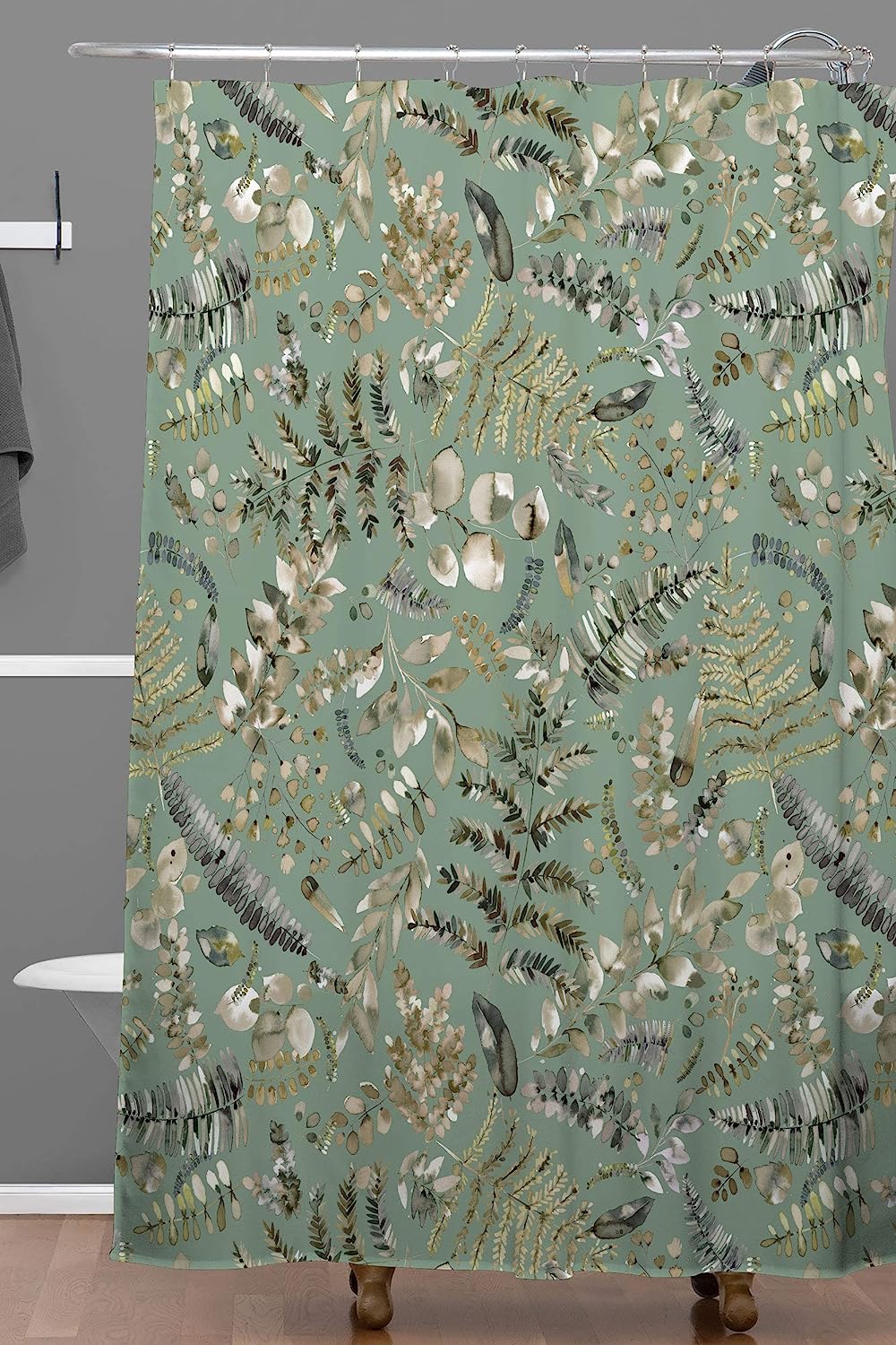 Botanical Plants Bio Green Shower Curtain By Ninola Designs - A Serene And Refreshing Addition To Your Bathroom - Image 2