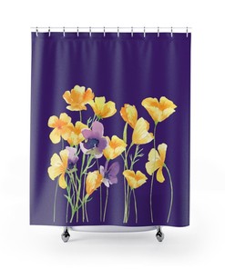 Botanical Poppies Shower Curtain for Housewarming Gifts and Bathroom Refresh