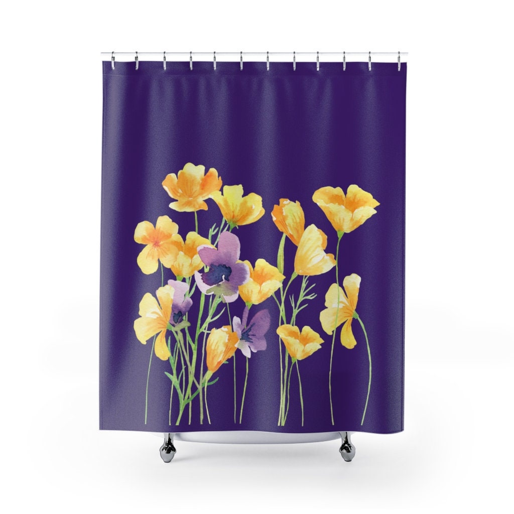 Botanical Poppies Shower Curtain for Housewarming Gifts and Bathroom Refresh