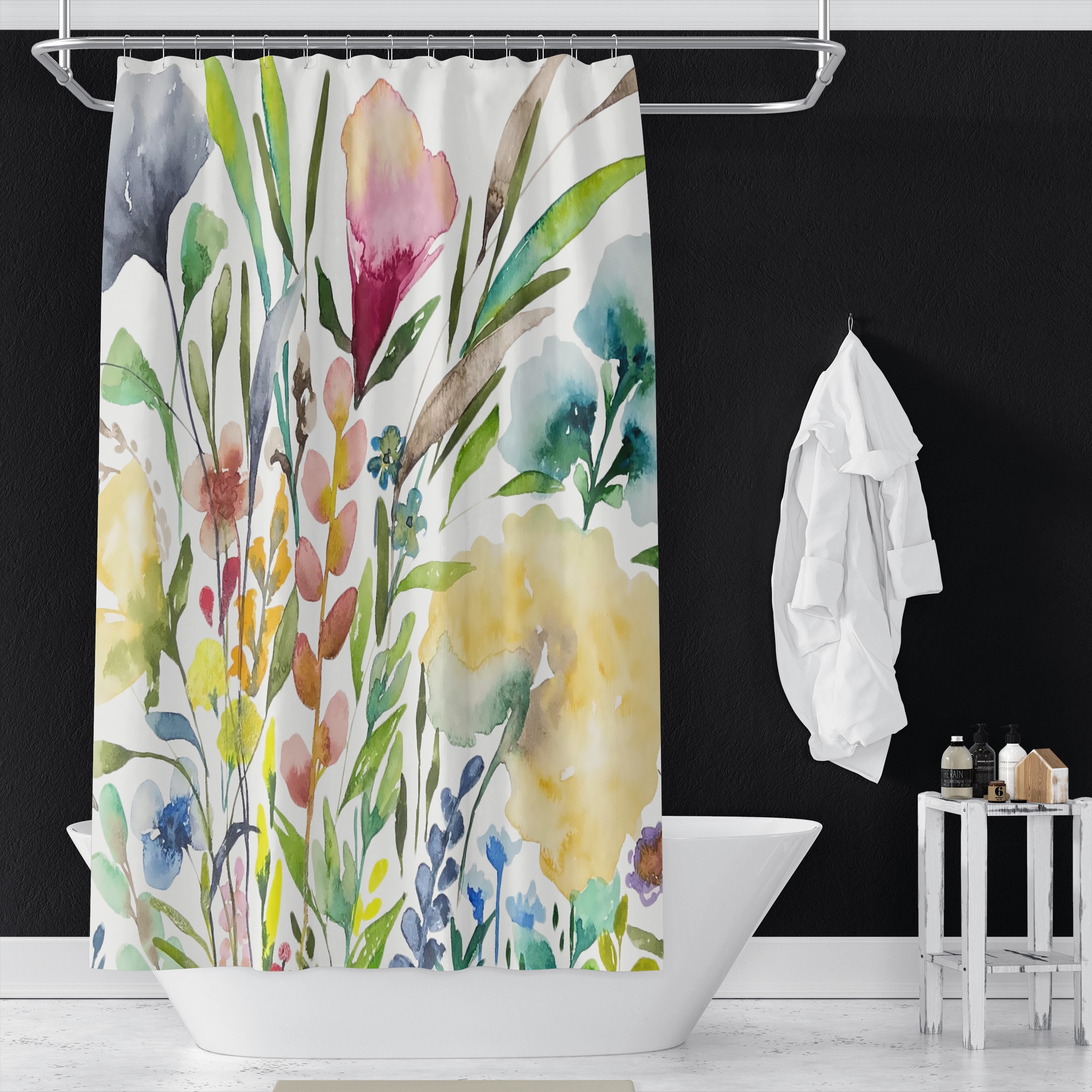 Botanical Print Flowers Shower Curtain For Your Nature Inspired Bathroom