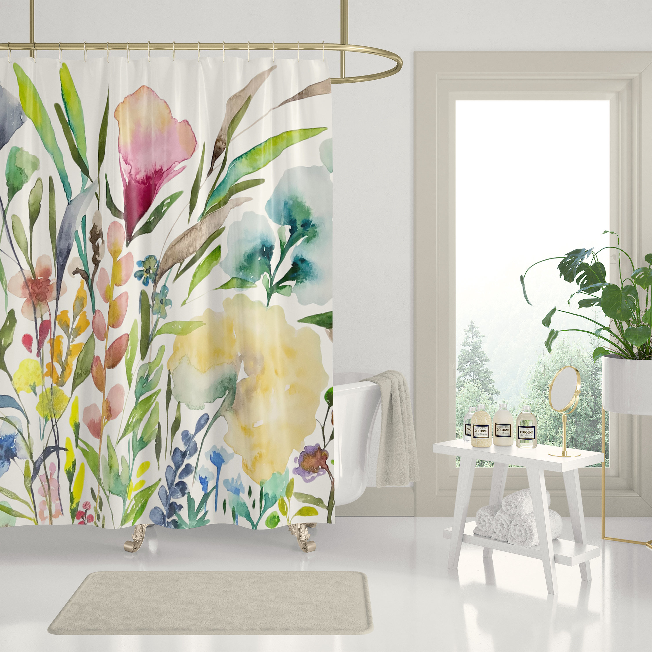 Botanical Print Flowers Shower Curtain For Your Nature Inspired Bathroom