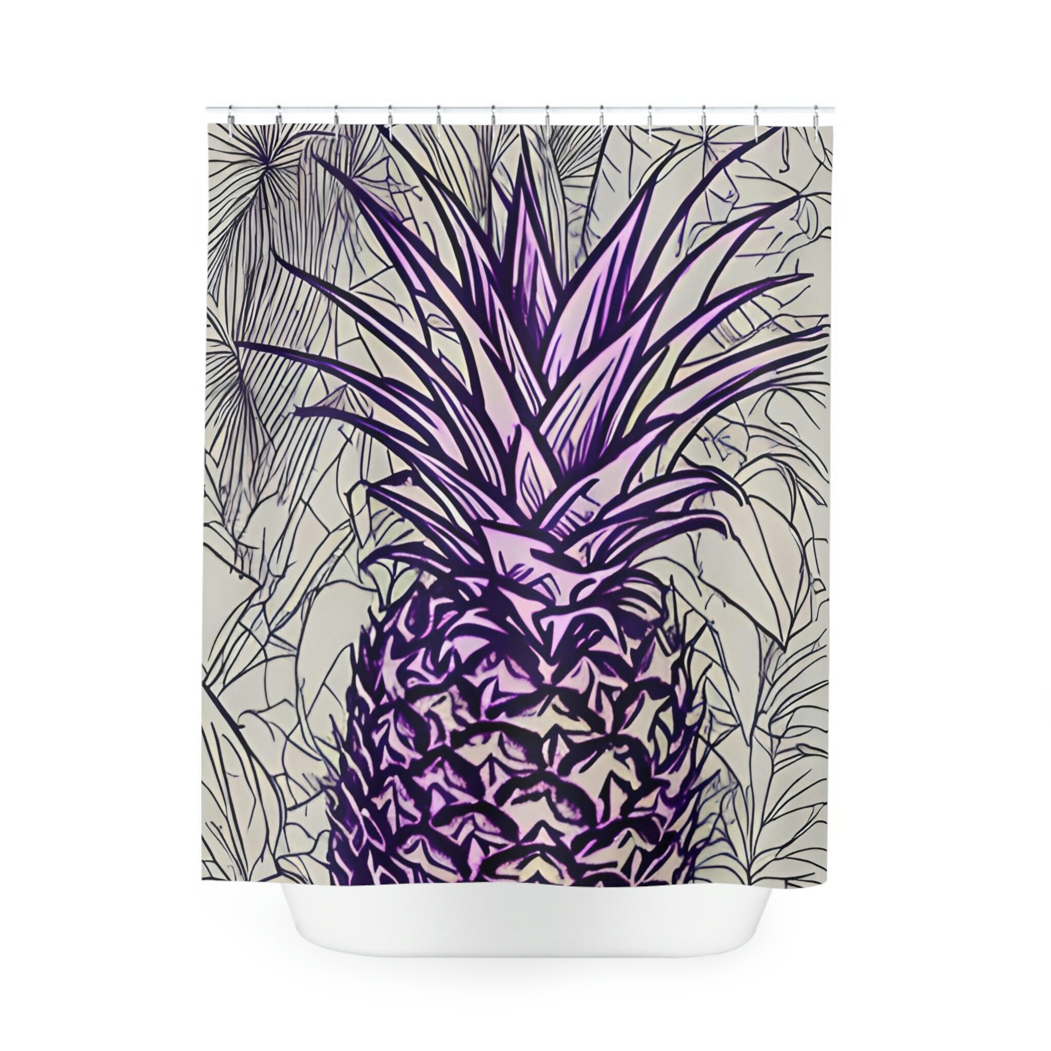 Botanical Print Pineapple Shower Curtain