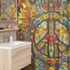 Botanical Print Shower Curtain With Abstract Floral Print