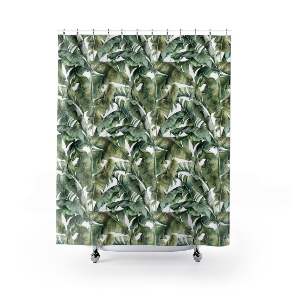 Botanical Rainforest Leaves Shower Curtain for Natural Bathroom Decor
