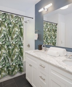 Botanical Rainforest Leaves Shower Curtain for Natural Bathroom Decor