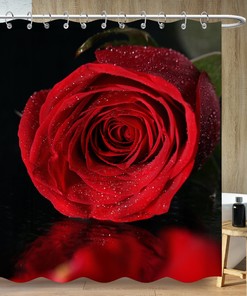 Botanical Red Roses Shower Curtain for a Minimalist Bathroom