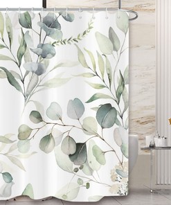 Botanical Sage Green Shower Curtain For Spring Bathroom Decor 