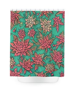 Botanical Shower Curtain, AI Art Print, Modern Bathroom Decor, Abstract Art, Stunning Succulent Pattern